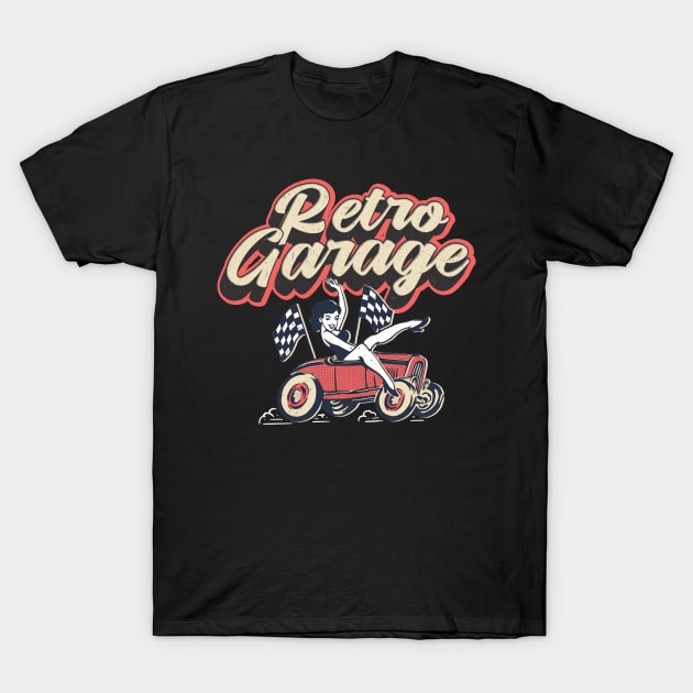 Retro Garage Car Mechanic Repair Workshop T-Shirt by Foxxy Merch